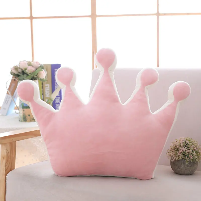 42cm pink Мягкая принцесса подушка "Корона" Плюшевые спящие подушка для маленьких девочек кожаный диван Декор радуги и облака звезд знаменитостей Studio Подушка, прекрасный подарок для нее - Цвет: 42cm pink