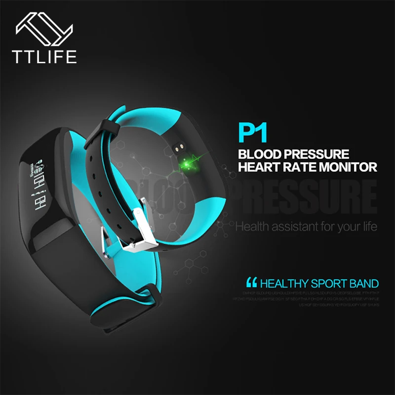 TTLIFE P1 Монитор Артериального Давления Сердечного ритма Смарт Браслет Bluetooth 4.0 IP67