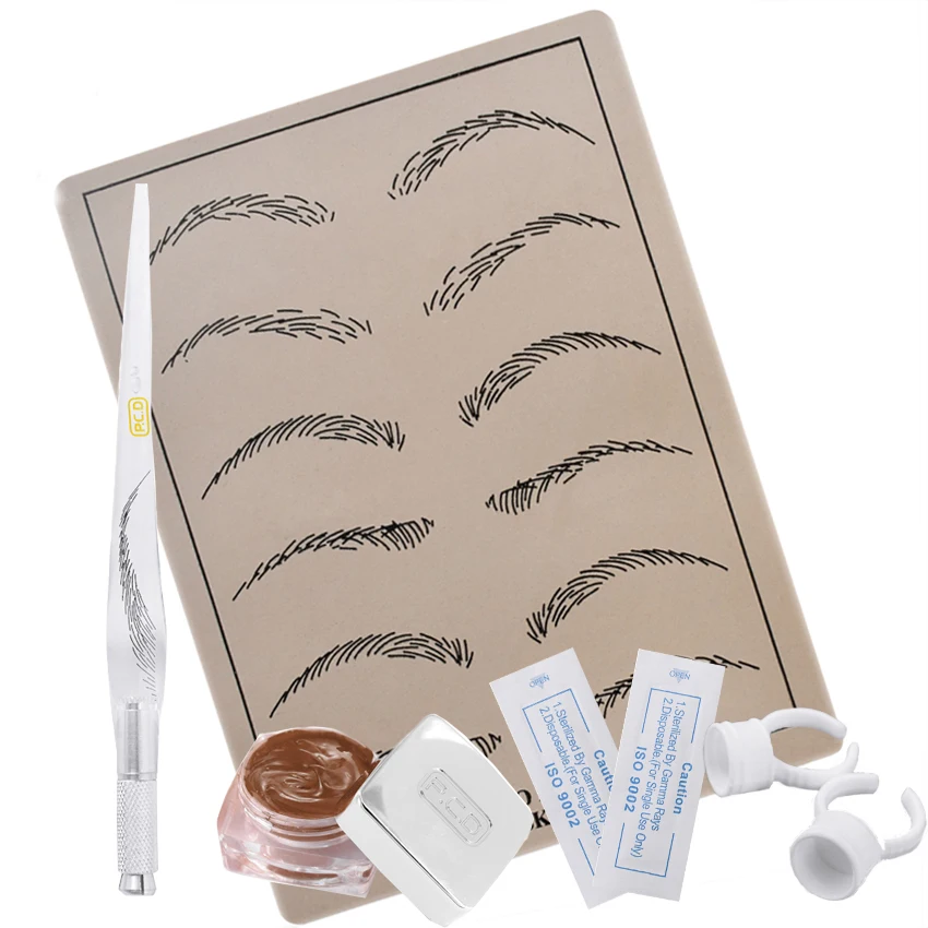 

Microblading Ink Set Microblading Tattoo Pigment Kit Permanent Makeup Eyebrow Lip Embroidery Needles Practice Skin Ink Cups