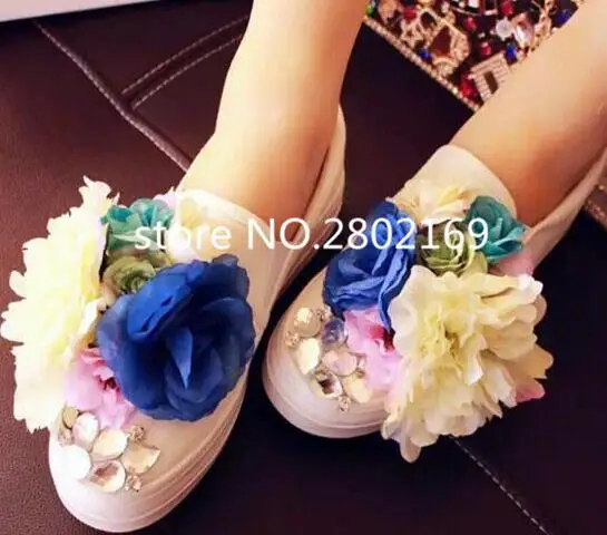 Удобные Квартиры Мода Цветок Красоты Холст Скольжения На Женской Обуви 2017 Новое