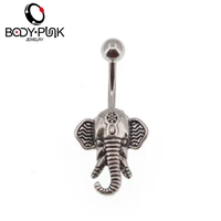 body punk cute elephant silver color body jewelry women girls piercing navel belly button rings for holiday beach accessories