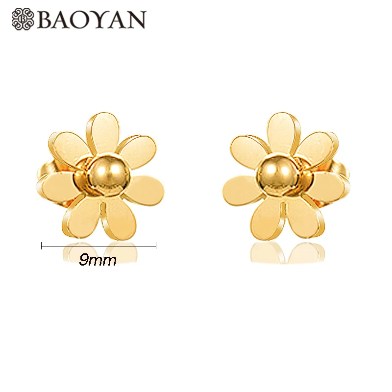 Серьги Baoyan в винтажном стиле Цвет: розовое золото серебро цветок 316L серьги из