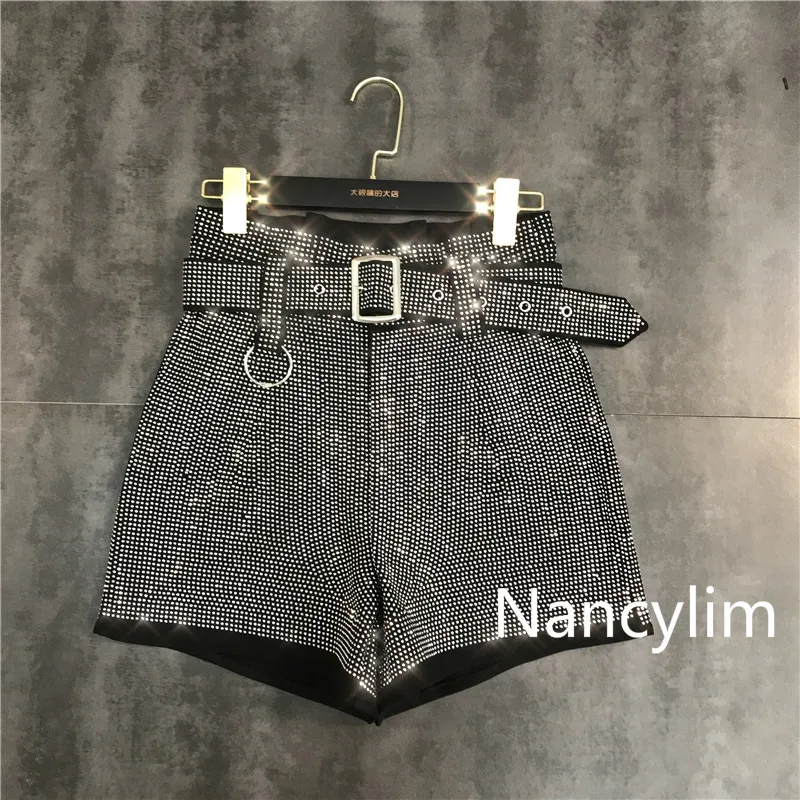 Nancylim/; короткие женские брюки; сезон весна; Новинка года; модные яркие женские брюки с ремешком, украшенные водными бриллиантами; женские ботинки; брюки