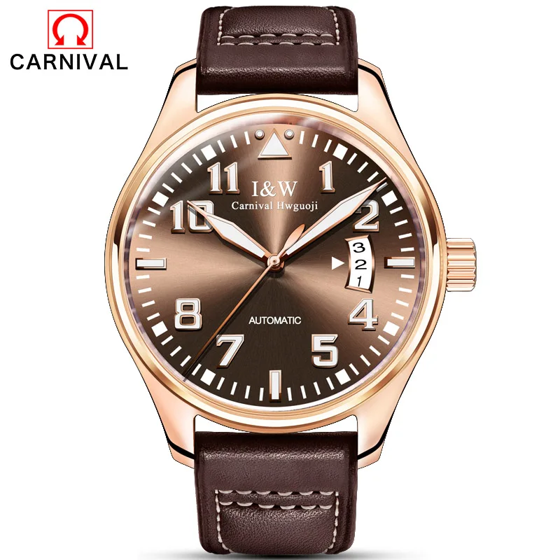 Новинка 2017 мужские Модные автоматические механические часы CARNIVAL роскошные