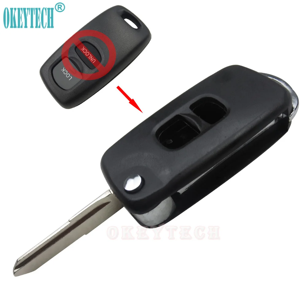 OkeyTech модифицированный 2 кнопочный Автомобильный Дистанционный флип ключ для Mazda 3