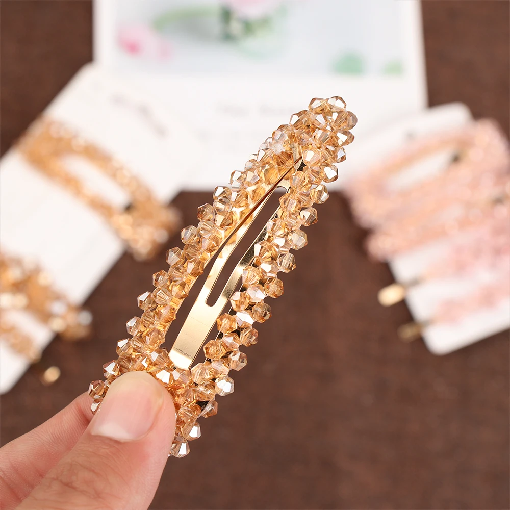4 шт./компл. модная с кристаллами и жемчугом заколки-пряжки для Волос Hairgrip геометрический красный цвет заколки для волос металлические аксессуары для волос для женщин