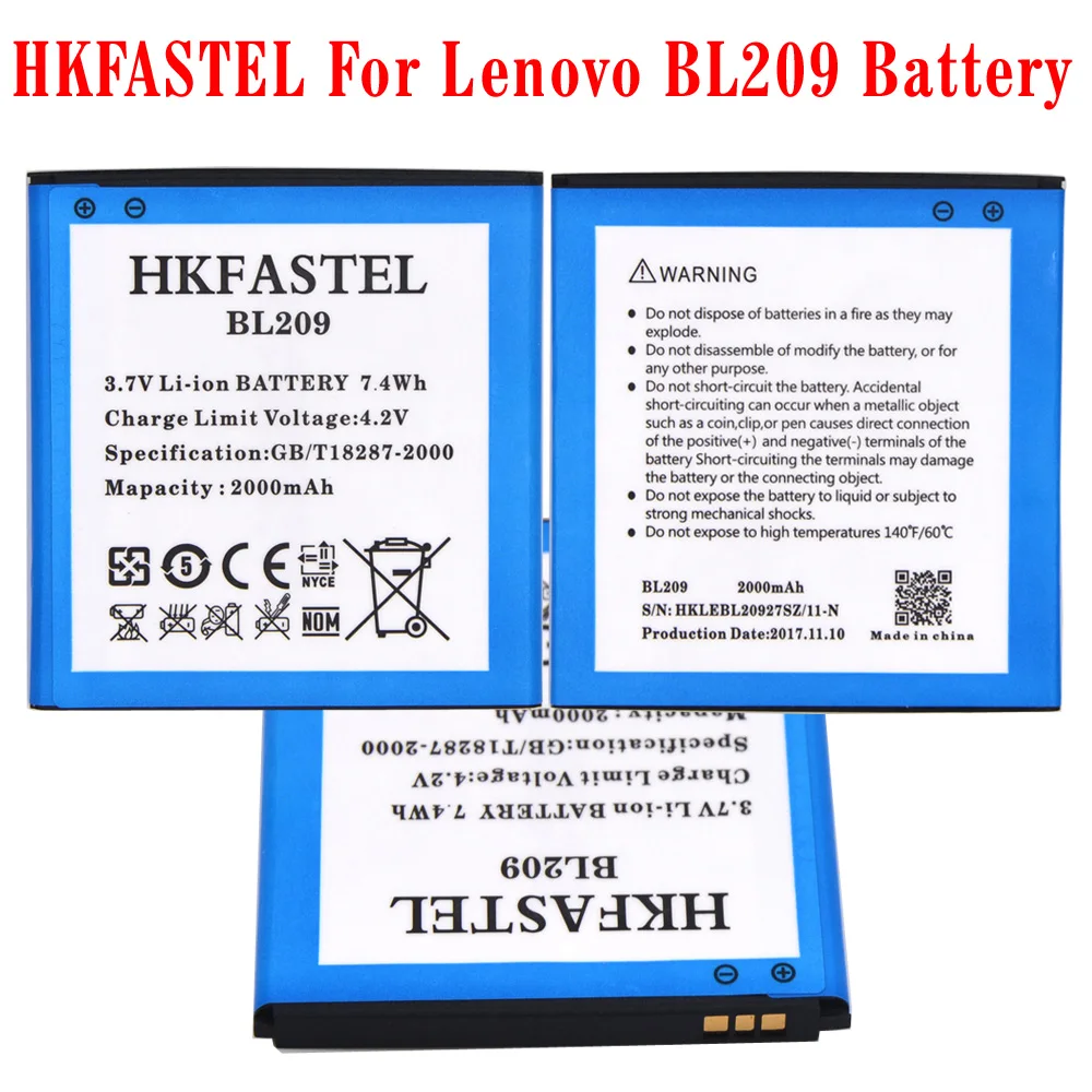 Аккумуляторная батарея HKFASTEL BL209 BL 209 для Lenovo A706 A788T A820E A760 A516 A378T A398T новые