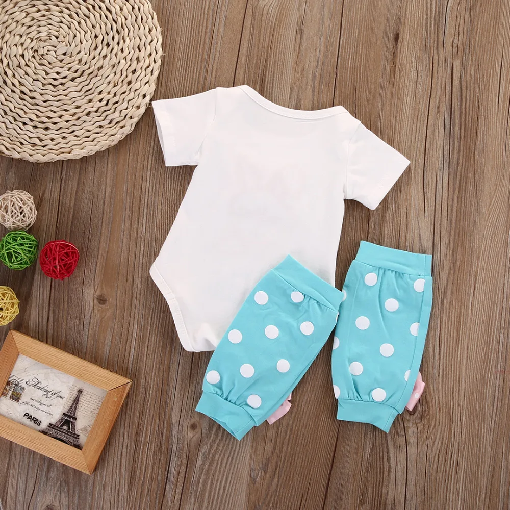 Лето 2017 2 шт./компл. комплект одежды для новорожденных девочек с принтом кролика