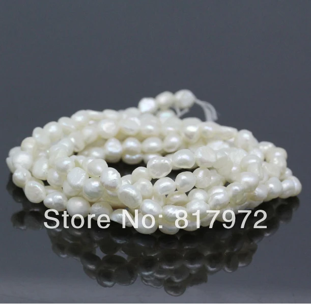 

6x8mm Top Real pearl Irregular Bead White Natural pearl highlight Fashion pearl 37cm Loose Beads women Jewelry Party Gift
