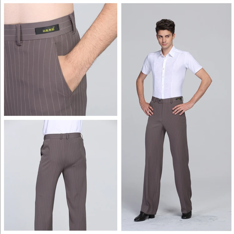 Новинка 2019 Мужские штаны для латинских танцев льняные брюки в полоску взрослых 2