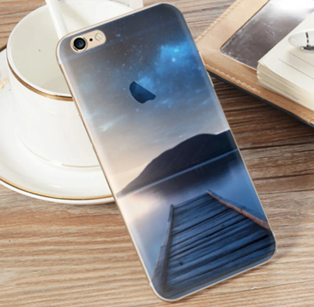 Landscape Scenery Case For iphone 7 6 6s Plus Mountain Building Sea Flower Nature View Soft Back cover 5 5s SE | Мобильные телефоны
