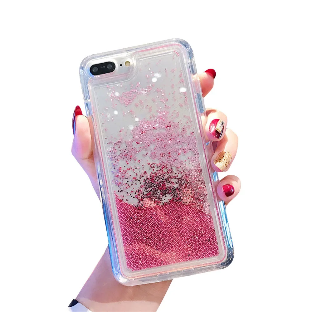 KISSCASE бисерный зыбучий песок чехол для iphone 7 X XR XS MAX мягкий TPU Bling телефонные чехлы 8 6