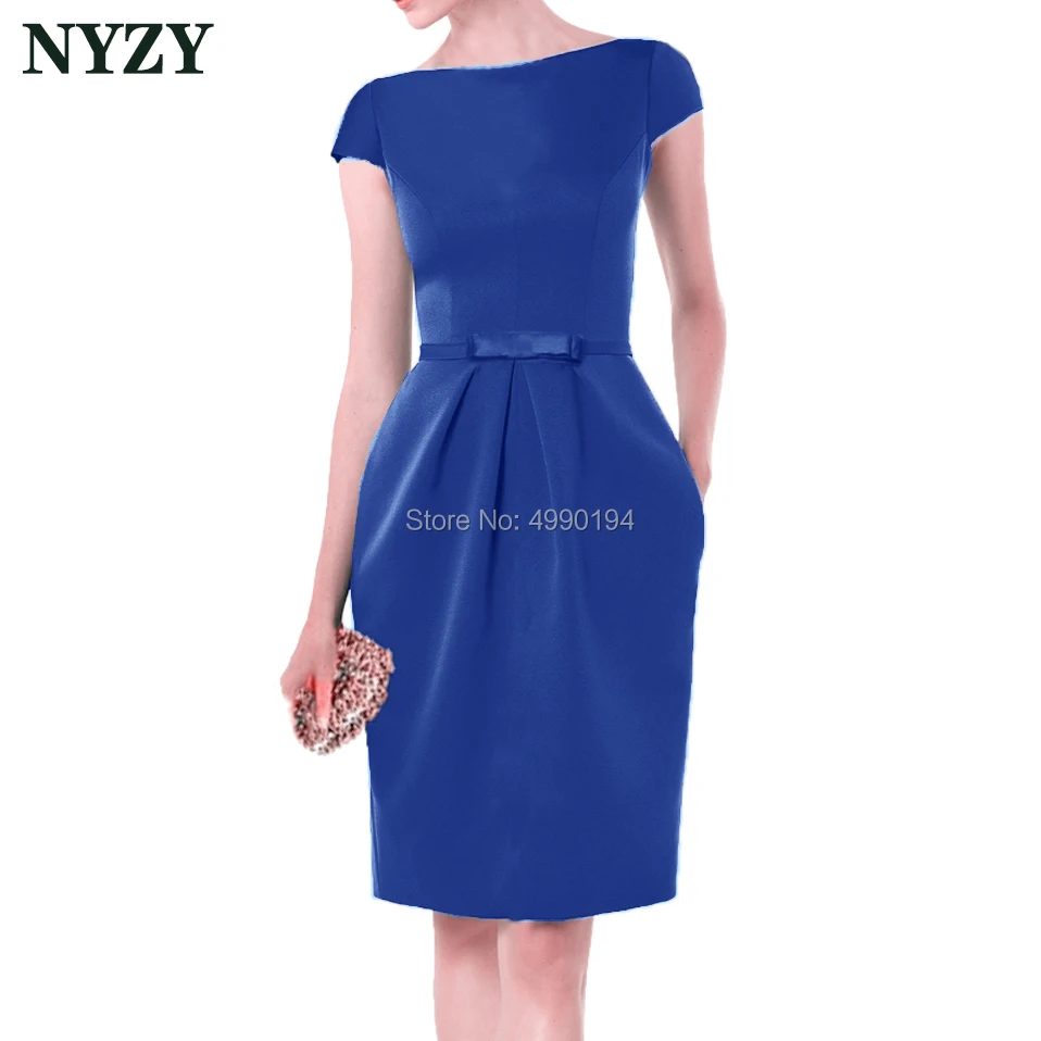 Бирюзовый халат Vestido коктейльные платья NYZY C155 элегантное атласное свадебное платье с карманами праздничная одежда вечернее платье - Цвет: Синий