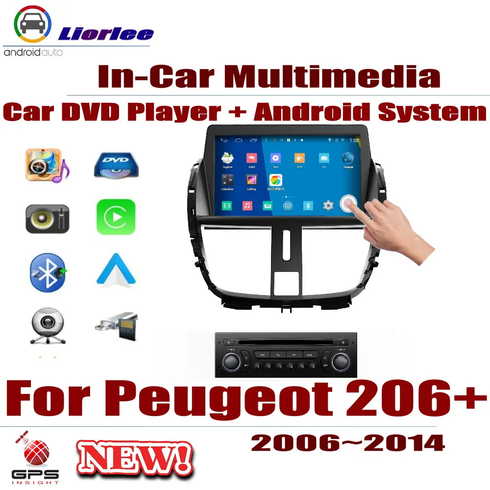 Для peugeot 206+ 2006~ Автомобильный Android-навигатор навигация dvd-плеер радио стереоусилитель BT USB SD AUX wifi HD экран мультимедиа
