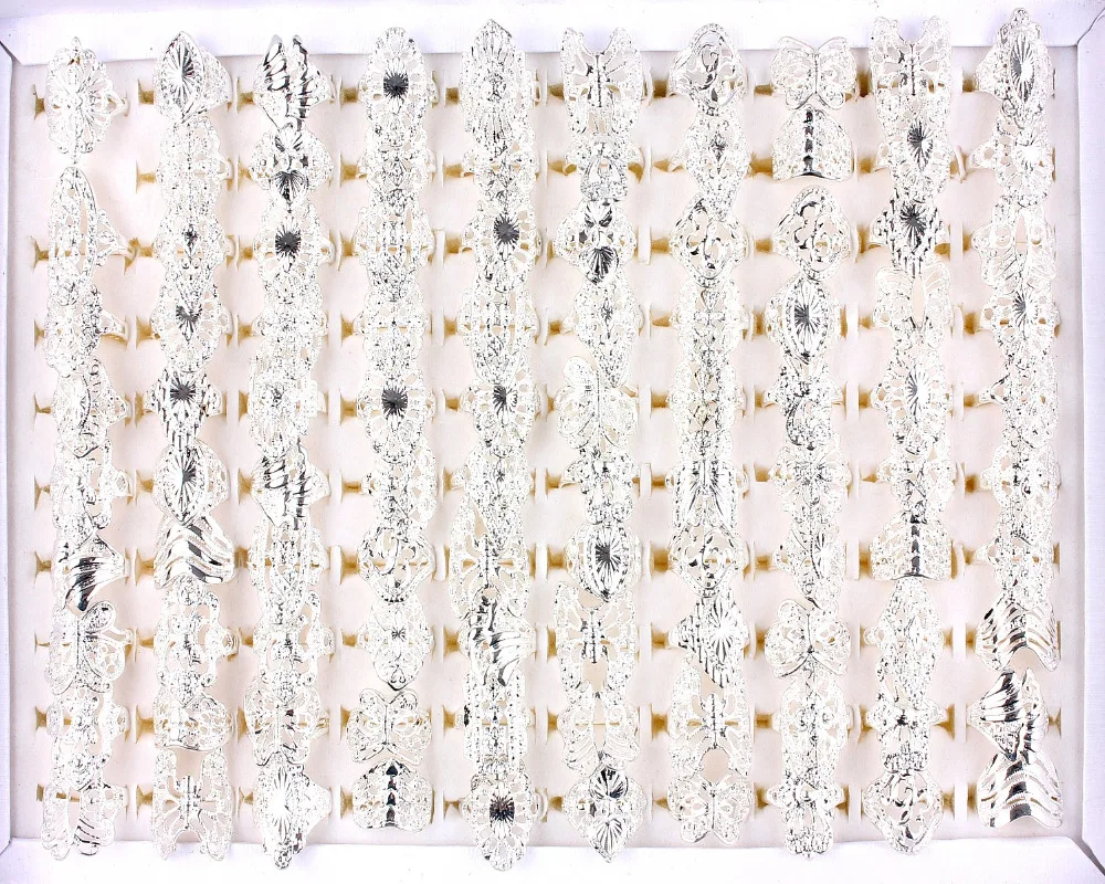 Оптовые партии 20 шт. Модные женские посеребренные смешанные стильные кольца с