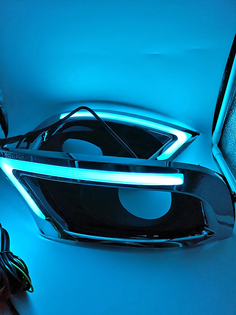 Два дизайна 2 шт. светодиодный DRL дневные ходовые огни для Toyota Camry 2009 2010 2011 противотуманный светильник с желтым указателем поворота и синим