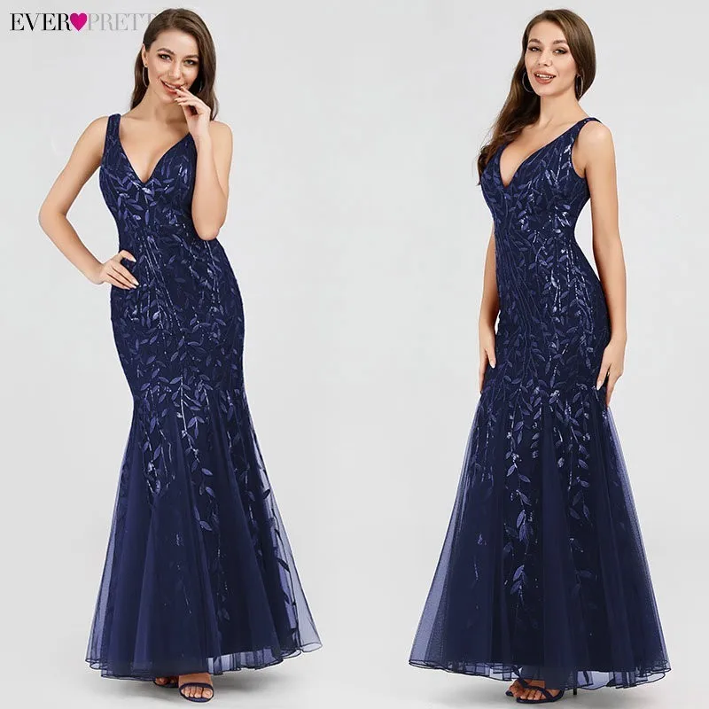 Вечерние платья с аппликациями Ever Pretty, длинное кружевное платье-русалка большого размера с пайетками, платья разных цветов для вечеринок в стиле Саудовской Аравии, лето-осень