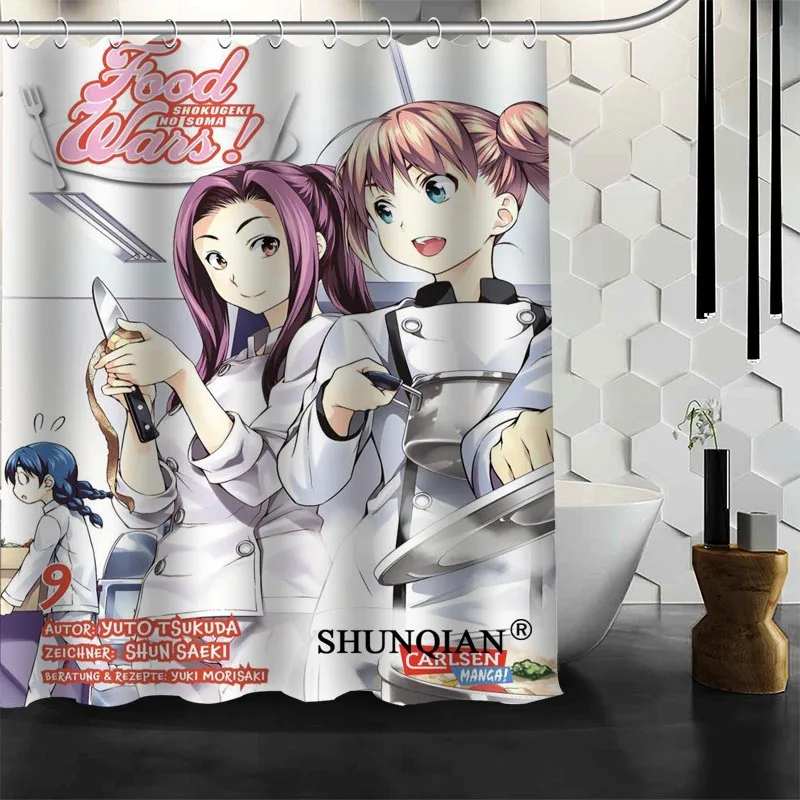 

Custom Shokugeki Nno Soma Shower Curtain 12 Hooks For The Bathroom High Quality Polyester Fabric Bath Curtain 3D Printing