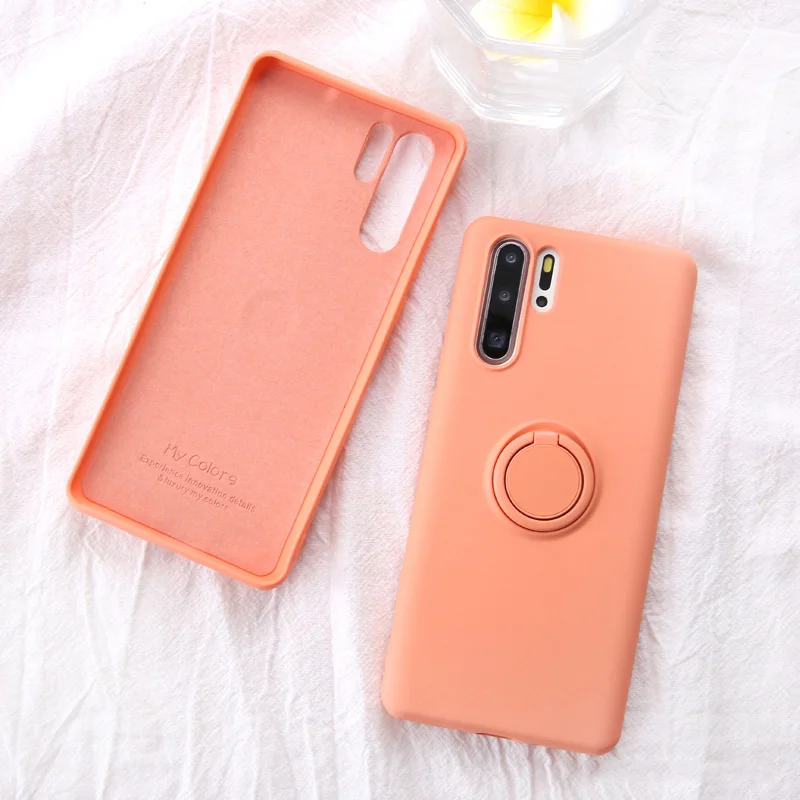 WK38-YeTORingOrange Socoupair Мягкий Жидкий чехол-держатель для телефона huawei P30 Pro Lite Nova 4e mate 20 Pro, мягкий силиконовый чехол из ТПУ с кольцом - Цвет: WK38-YeTORingOrange