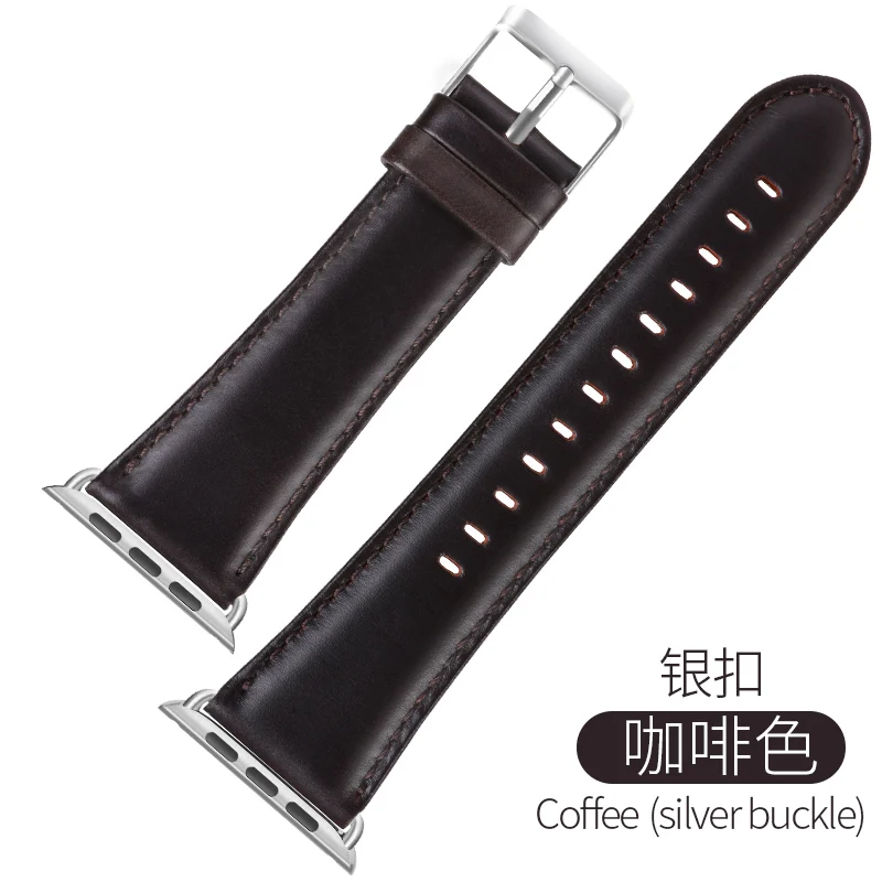 Coffee Silver Buckle HOCO Genuine Leather Bracelet For Apple Watch Band 42mm 38mm / 44mm 40mm Series 5 4 3 2 1 For Apple Watch Strap iWatch Watchband - Цвет ремешка: Coffee Silver Buckle