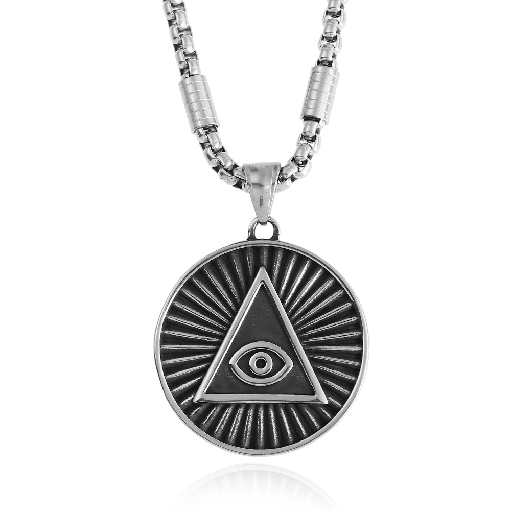 Ожерелье из нержавеющей стали с подвеской в виде глаз черное натуральное