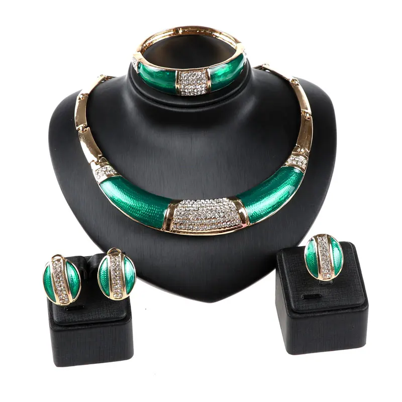 Hot sale Full Rhinestone Green african beads jewelry set wedding Party dress accessories fashion costume Necklace sets | Украшения и