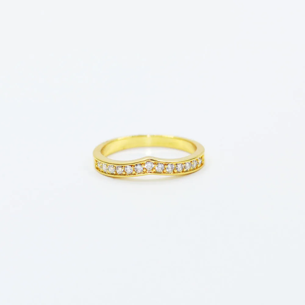 Параболы золото Цвет Свадебные Обручение сердце пара кольцо с cubic zirconia Wedding Band