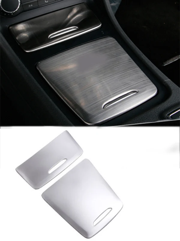 Silver Автомобильный Стайлинг нержавеющая стальные наклейки покрытие автомобиля центральной консоли сбоку Планки Рамка для Mercedes Benz CLA GLA класса W117 C117 X156 - Название цвета: Silver