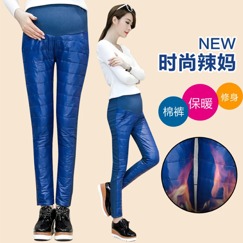 Зимняя одежда для беременных бархатные брюки черные леггинсы Высокая талия