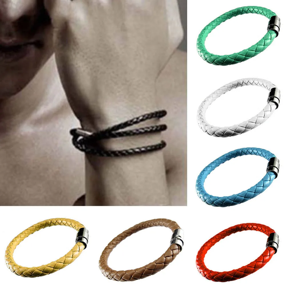 Новые модные мужские унисекс Женские Ювелирные изделия черная кожа ручной цепи