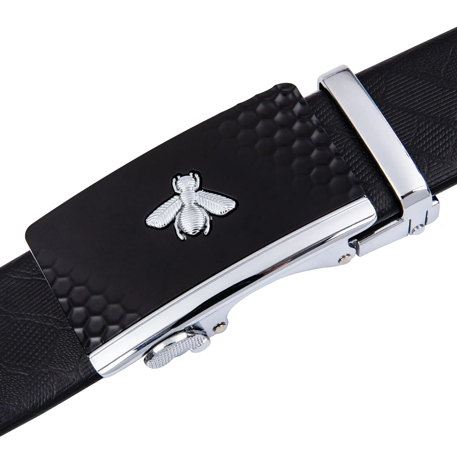 Ремень мужской с автоматической пряжкой Пчелкой черный|Мужские ремни| |
