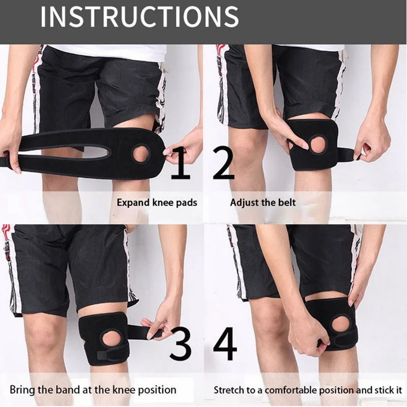 

1PCS Sports Training Elastic Knee Support Brace Kneepad Adjustable Patella Knee Pads Hole Kneepad Safety
