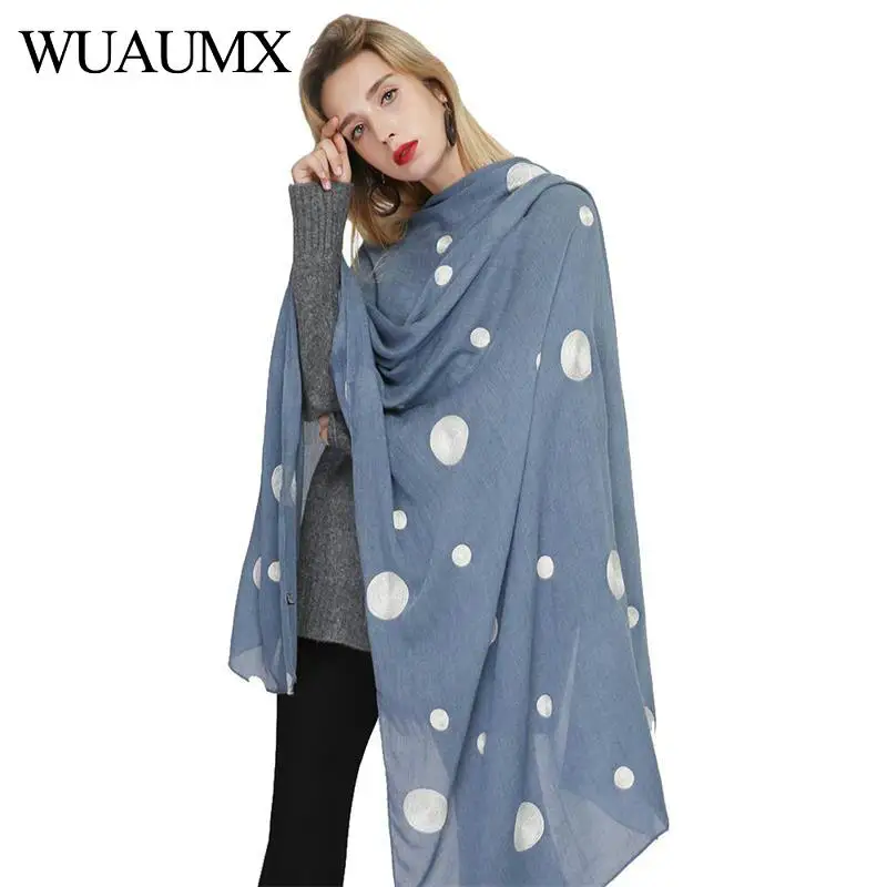 Wuaumx новая весна Для женщин шарф Хлопок Мягкие Тонкие шарфы палантины Dot Pattern