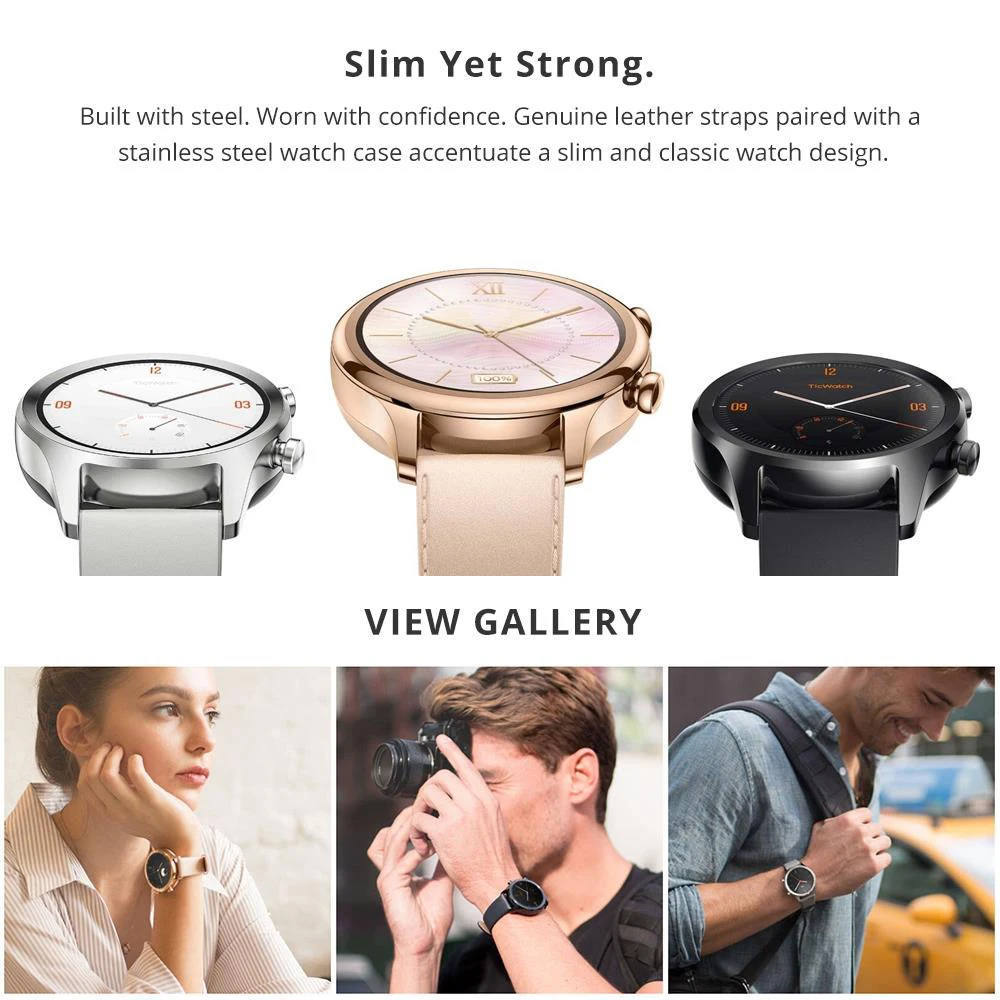 Смарт-часы Ticwatch C2 Google Pay одежда OS от Google wifi gps фитнес-трекер часы IP68 Водонепроницаемый 1," AMOLED долгий режим ожидания