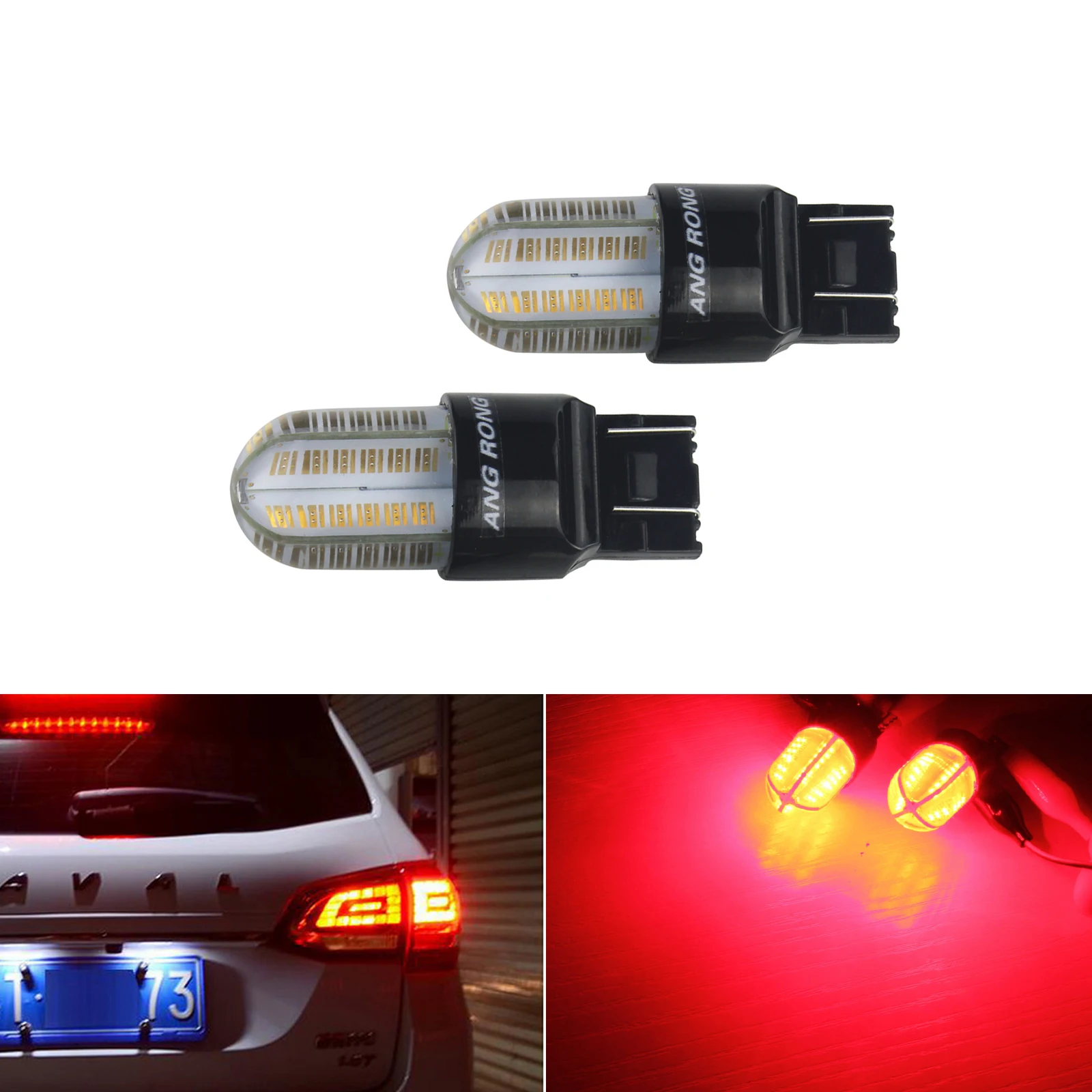 ANGRONG 2 шт. 7443 580 582 W21/5 Вт T20 лампа COB LED Sidelight задний стоп сигнал красный|Сигнальная