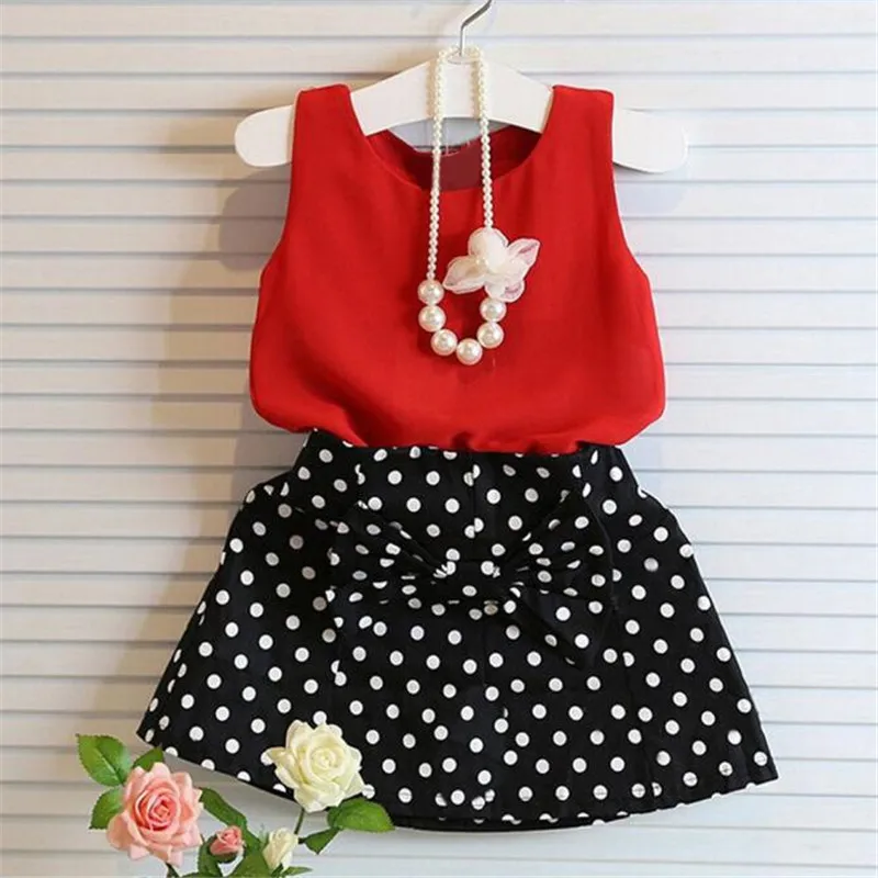 

Sale Price reduction 2pcs Girls Vest Pleated Dress Two Pieces Set Clothes Children Skirt Suit Baby Girl Clothes sets Summer