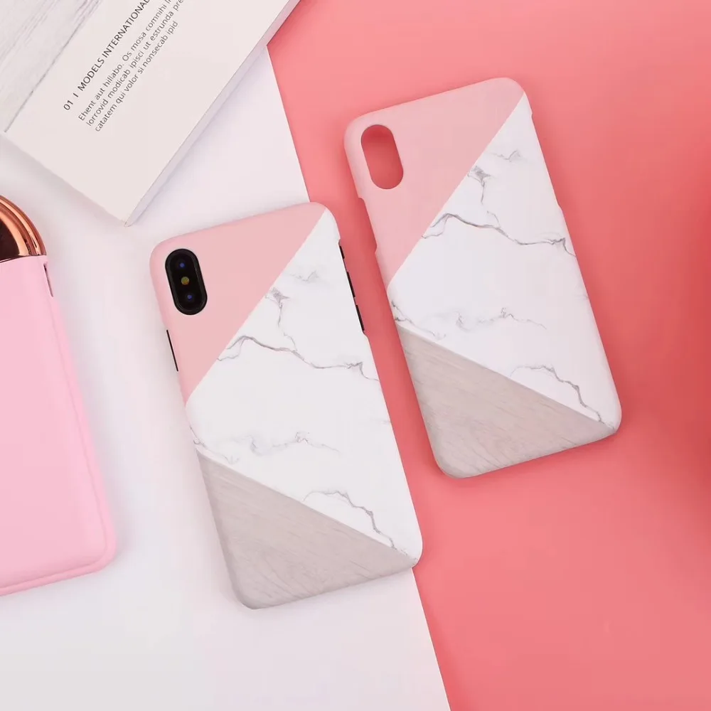 Pink White Marble phone Case For iphone 7 8 6 6s plus X XS Samsung s7 s8 s9 Plus Note8 Note9 S7 Edge Coque Protective Cases |