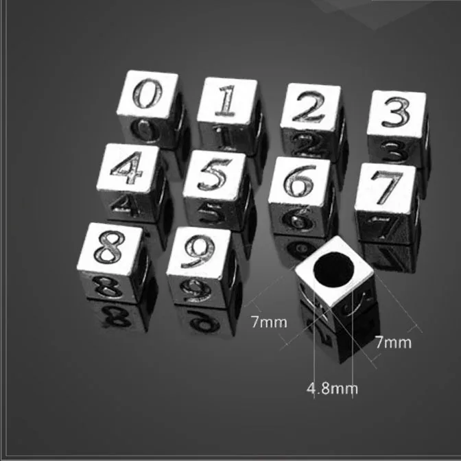 

Newest 50 Pcs 7*7mm Antique Silver Plated Exquisite Hollow Numbers Beads Charms For DIY Necklace Jewelry Making Findings