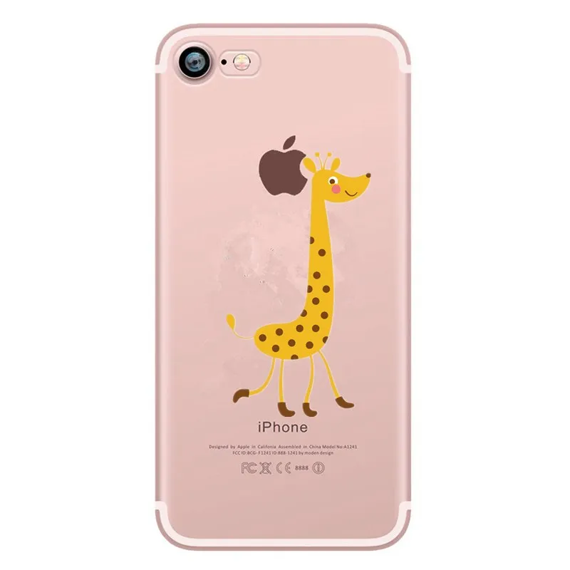 Lovely Giraffe Deer Clear Case For iphone 6 6s Plus Transparent Coque 7 8 5s 5 se X Fundas |
