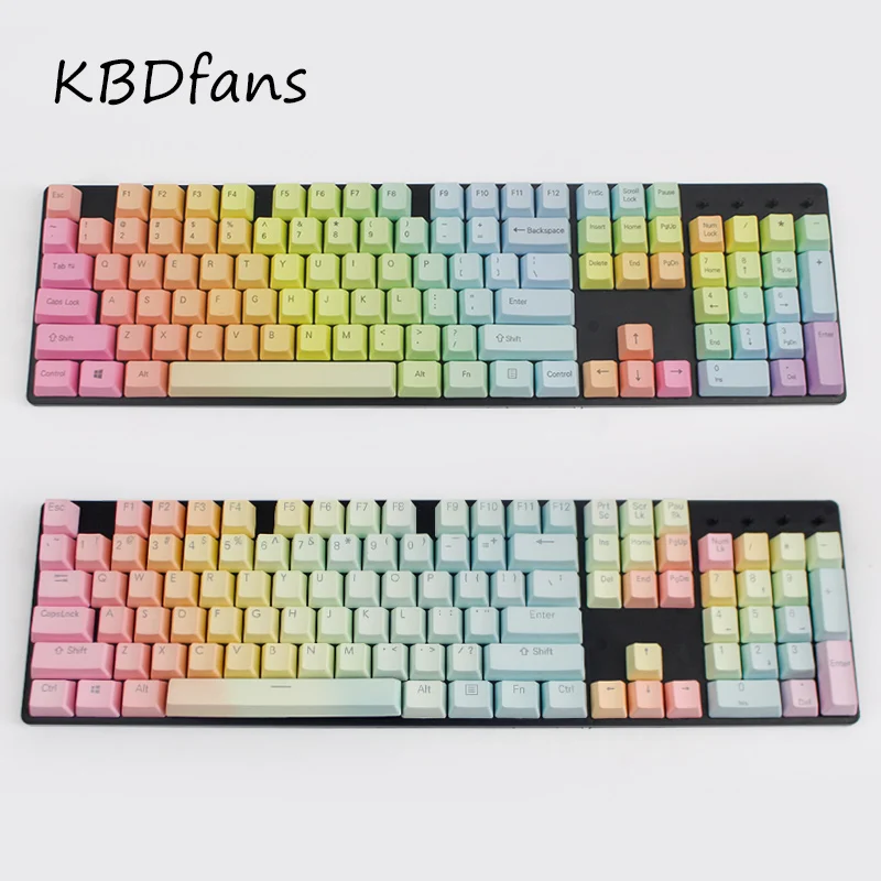 Пустые pbt колпачки для ключей с боковой печатью подсветкой Doubleshot Радужный