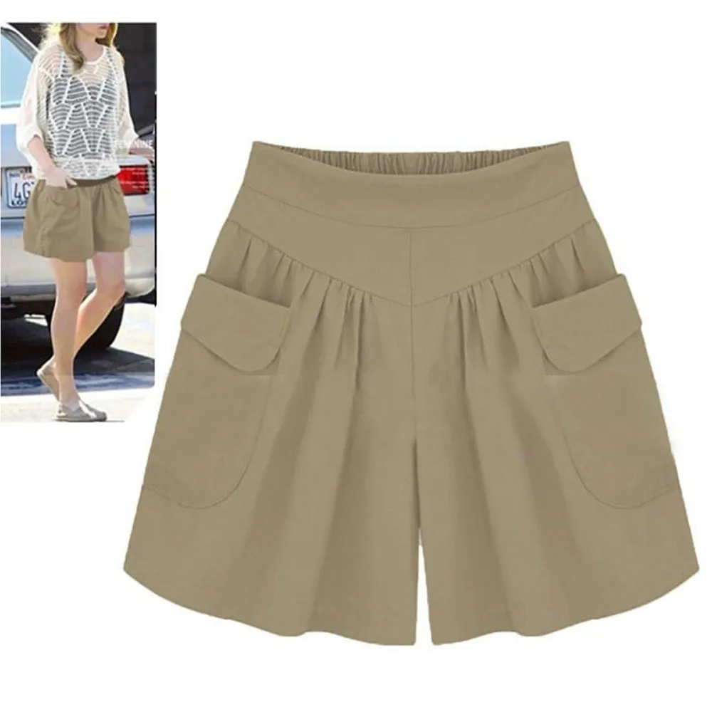 

Women Shorts 2019 Summer Plus Size Bottoms High Waist Casual Big Size Loose Bottom 5XL 6XL Wide Leg Elastic Shorts