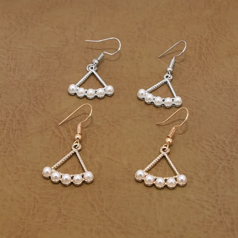 2019 Hot Sale Exquisite Small Hollow Geometric Triangle Sector Statement Pearl Drop Earrings for Women Jewelry Brincos Oorbellen | Украшения