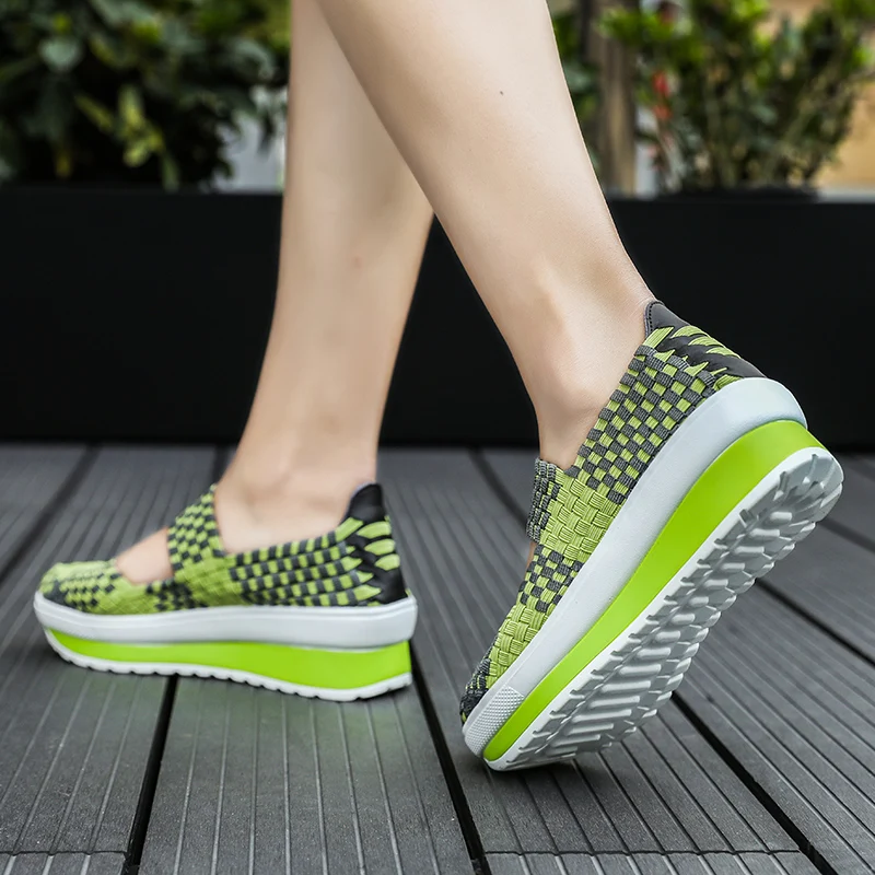 BeckyWalk/Летняя обувь на платформе; женские плетеные сандалии ручной работы; женские сандалии на танкетке; Повседневная прогулочная обувь для женщин; zapatos mujer; WSH2918