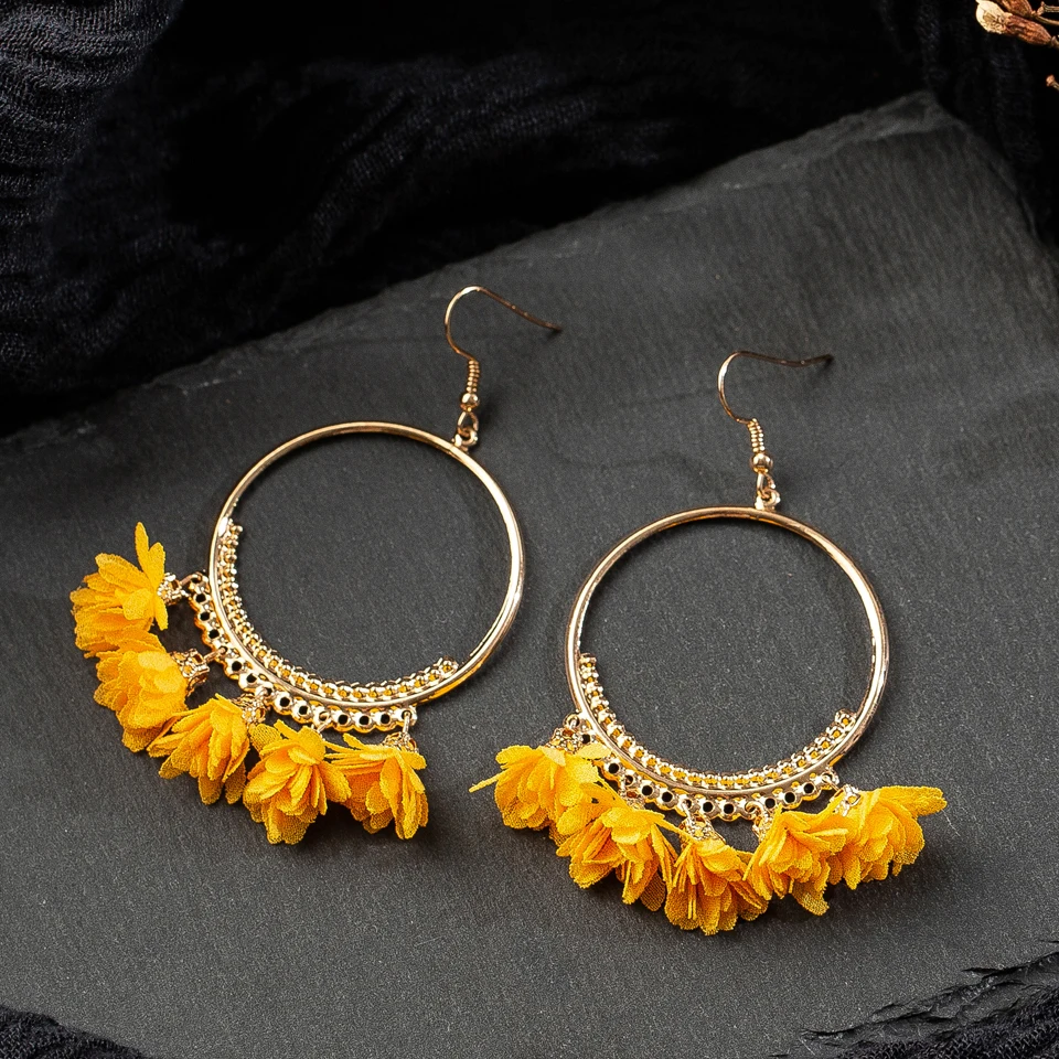 8 цветов Ткань Цветы кулон серьги для женщин большие круглые женские модные