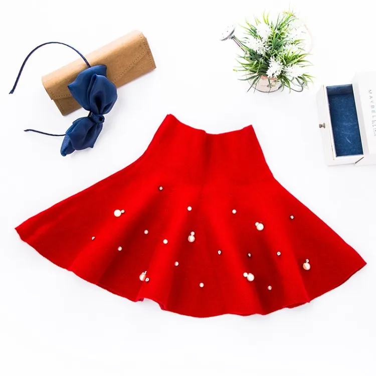 Детская вязаная юбка для девочек с цветочным узором и бусинами низ летняя