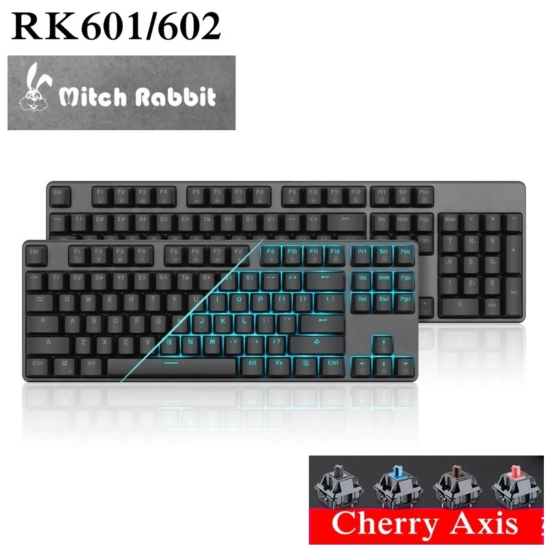 Новое поступление RK601/602 Mitch Rabbit эргономичная USB Проводная Механическая клавиатура с антипривидением оригинальная ось вишни, корпус из алюминиевого сплава