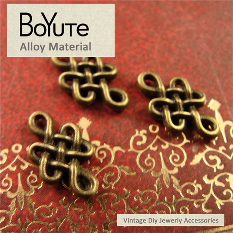 BoYuTe (400 Pieces /lot) 11.5*7MM Antique Bronze Plated Zinc Alloy Metal Chinese Knot Charms Diy Jewelry Making Accessories | Украшения и