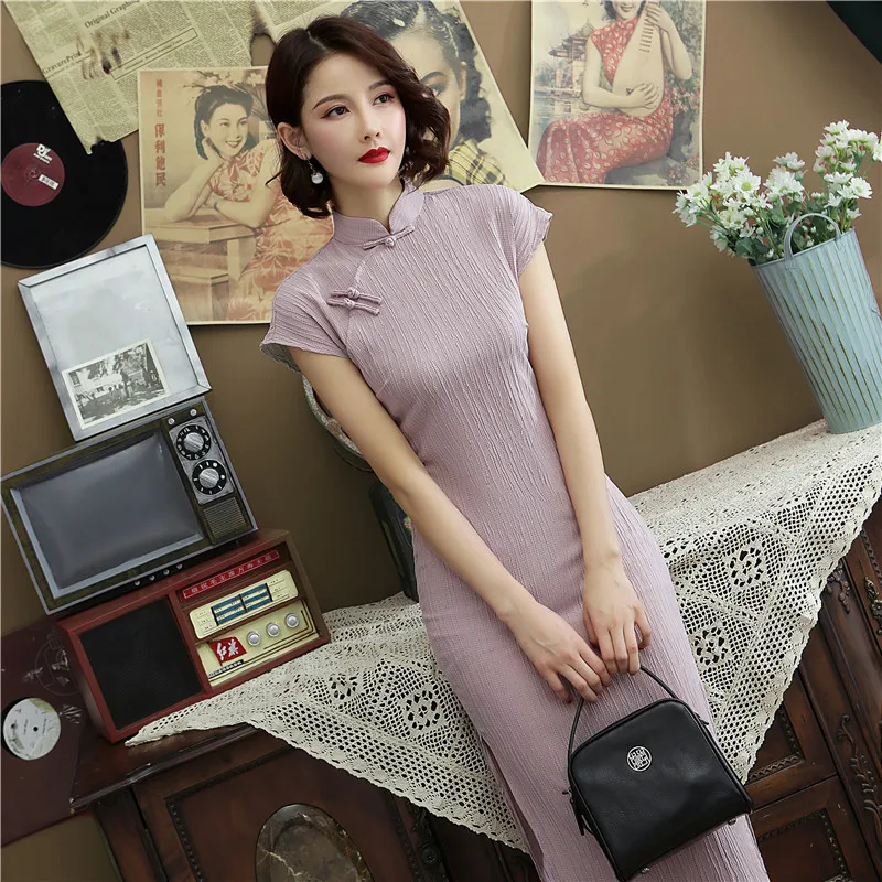 Женское винтажное атласное платье Cheongsam китайские традиционные костюмы из