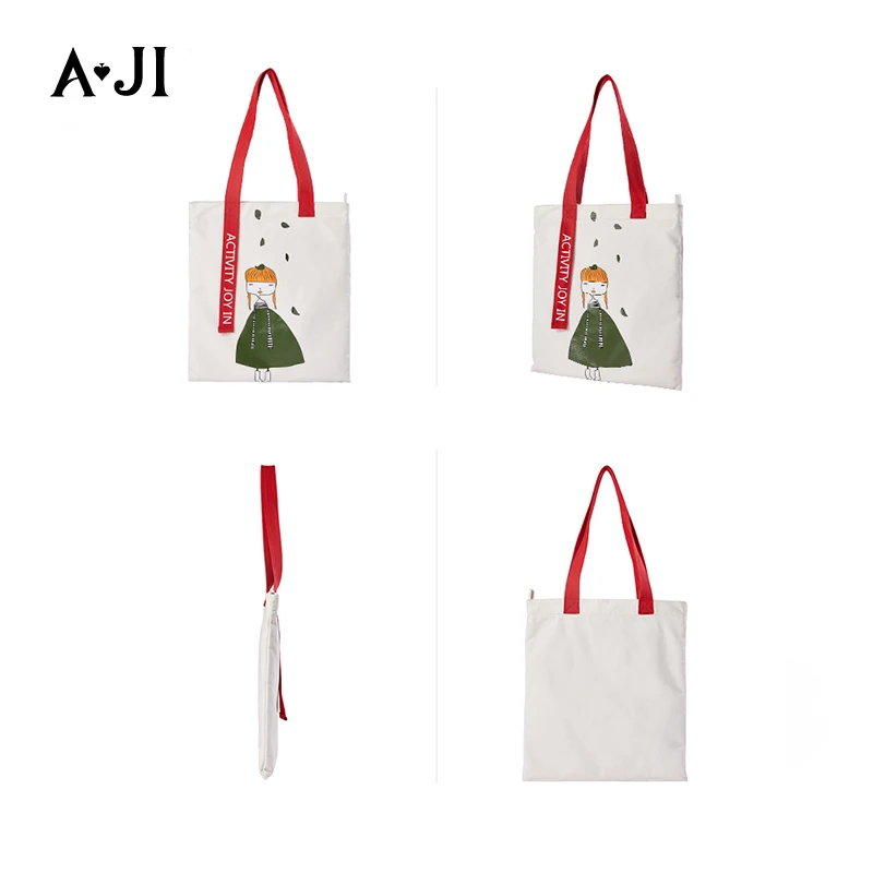 Женская Холщовая Сумка тоут AJI с мультипликационным принтом Повседневная сумка