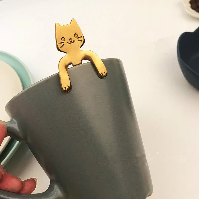 Ложка для кошачьего кофе и напитков из нержавеющей стали посуда кухонные гаджеты